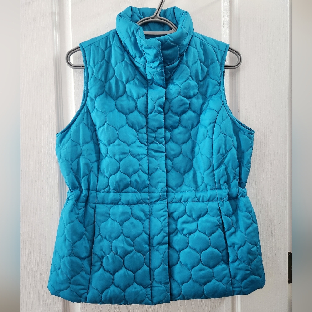 IZOD Vest Womens Light Lined Quilted Aqua Turquoise Blue‎ Pockets Size PM